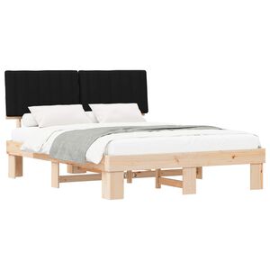 vidaXL Bettgestell mit gepolstertem Kopfteil Schwarz 160 x 200 cm