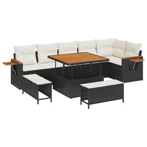 vidaXL Gartensofa-set mit Kissen 9 pcs Schwarz und Creme