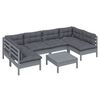 vidaXL 7-tlg. Garten-Lounge-Set mit Kissen Grau Kiefer Massivholz