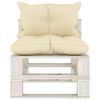 vidaXL Garten-Paletten-Mittelsofa mit Kissen in Creme Holz