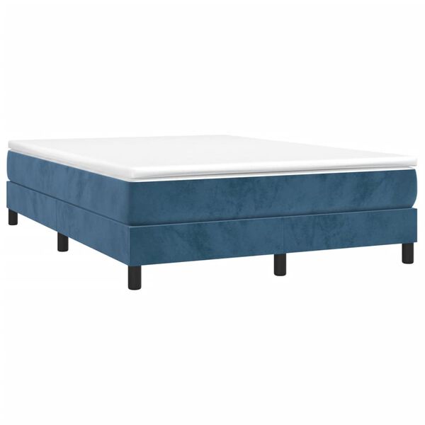 vidaXL Boxspringbett mit Matratze Dunkelblau 140x200 cm Samt
