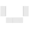 vidaXL TV-Wandregal-Set 4 pcs Hochglanz Wei&szlig; Holzwerkstoff