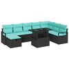 vidaXL Garten-Sofa-Set mit Kissen 9 pcs Schwarz Poly Rattan