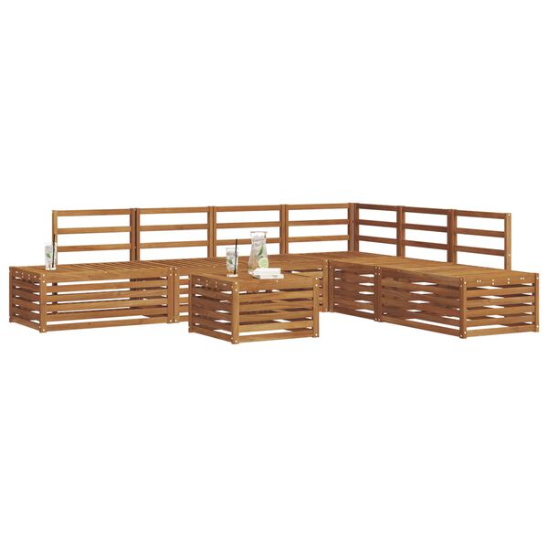 vidaXL Outdoor-Sofagarnitur 7 St&uuml;ck Natur Massivholz Akazie