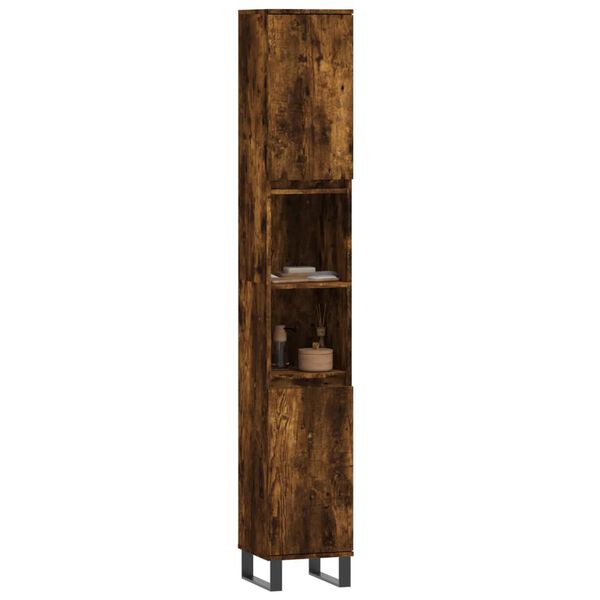 vidaXL Badschrank R&auml;uchereiche 30x30x190 cm Holzwerkstoff