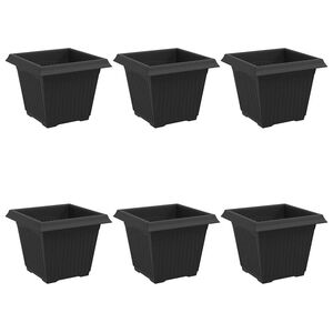 vidaXL Quadratischer Blumentopf 6 pcs Schwarz 20 x 20 x 16 cm