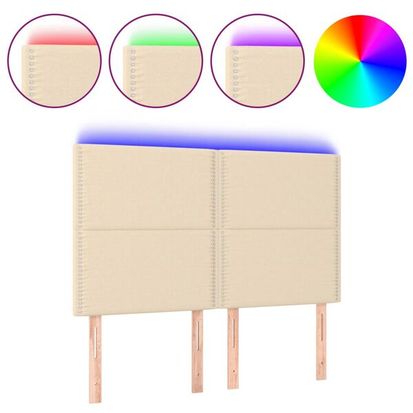 vidaXL LED Kopfteil Creme 144x5x118/128 cm Stoff
