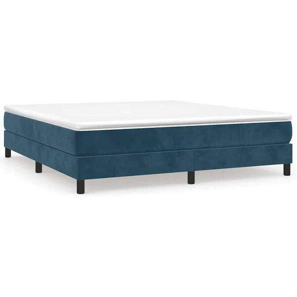 vidaXL Boxspringbett mit Matratze Dunkelblau 180x200 cm Samt