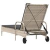 vidaXL Sonnenliege mit Rollen und Auflage Hellgrau Poly Rattan