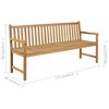 vidaXL Gartenbank mit Cremewei&szlig;er Auflage 175 cm Massivholz Teak