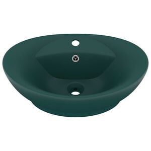 vidaXL Luxus-Waschbecken &Uuml;berlauf Matt Dunkelgr&uuml;n 58,5x39cm Keramik