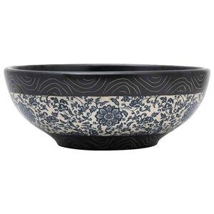 vidaXL Aufsatzwaschbecken Schwarz und Blau Rund &Oslash;41x14 cm Keramik