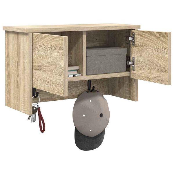 vidaXL Wandmontierter nachttisch mit T&uuml;r Sonoma-Eiche 50 x 20 x 30 cm