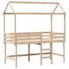 vidaXL Hochbett mit Leiter und Dach 90x200 cm Massivholz Kiefer