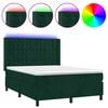 vidaXL Boxspringbett mit Matratze & LED Dunkelgr&uuml;n 140x200 cm Samt