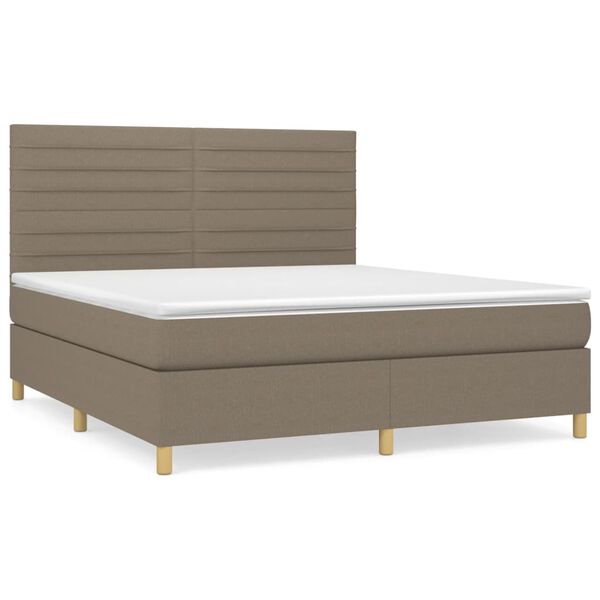vidaXL Boxspringbett mit Matratze Taupe 180x200 cm Stoff