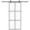 vidaXL Schiebet&uuml;r mit Beschlag Schwarz 90x205 cm ESG-Glas