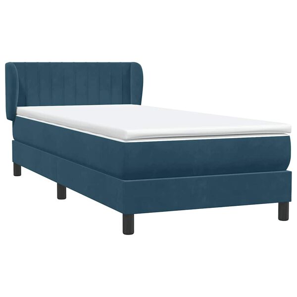 vidaXL Boxspringbett mit Matratze Dunkelblau 90x210 cm Samt