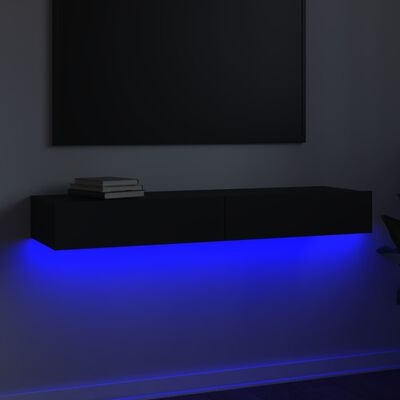 vidaXL TV-Schrank mit LED-Leuchten Schwarz 120x35x15,5 cm