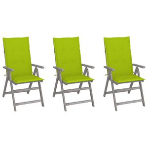 vidaXL Verstellbare Gartenst&uuml;hle 3 Stk. mit Auflagen Massivholz Akazie