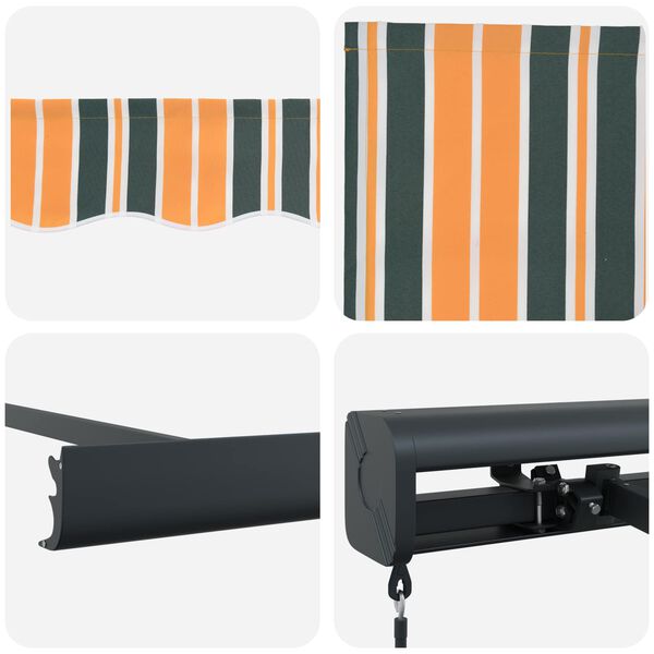 vidaXL Einziehbare Markise Gr&uuml;n und Gelb 300 x 250 cm Stoff und Metall