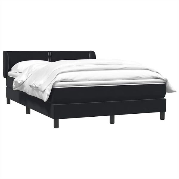 vidaXL Boxspringbett mit Matratze Schwarz 160x220 cm Samt