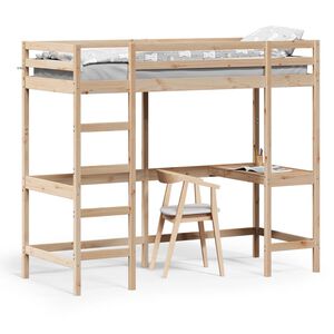 vidaXL Hochbett mit Schreibtisch 80x200 cm Massivholz Kiefer