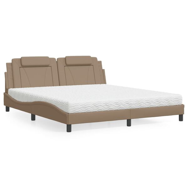 vidaXL Bett "Viana" mit Matratze Cappuccino-Braun 180x200 cm Kunstleder