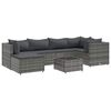 vidaXL 7-tlg. Garten-Lounge-Set mit Kissen Grau Poly Rattan