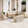 vidaXL 12-tlg. Garten-Sofagarnitur mit Kissen Beige Poly Rattan