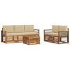 vidaXL Outdoor-Sofagarnitur 6 stk. Natur und Beige Massivholz Akazie