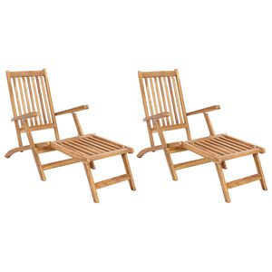 vidaXL Faltbarer Deckstuhl 2 pcs Natur Massivholz Teak