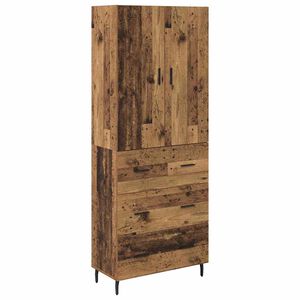 vidaXL Highboard mit Schubladen 2 pcs Altholz Engineered Wood und Glas