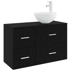 vidaXL Badezimmerm&ouml;bel-Set 2 stk. Schwarze Eiche Holzwerkstoff