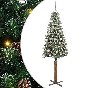 vidaXL Schlanker Weihnachtsbaum mit 300 LEDs mit St&auml;nder Gr&uuml;n 180 cm
