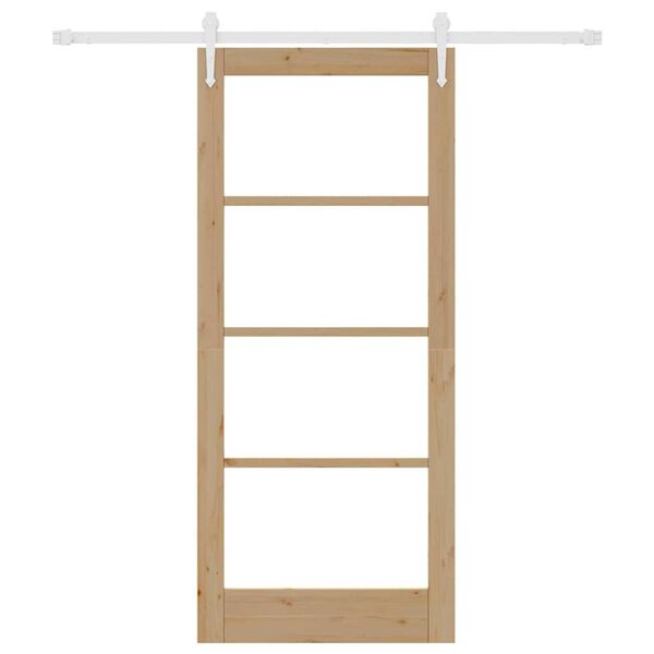 vidaXL Schiebet&uuml;r Natur 86 x 198,5 cm Massivholz Kiefer und Glas