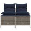vidaXL 4-teiliges Gartensofa-Set mit Kissen, grau, Polyrattan