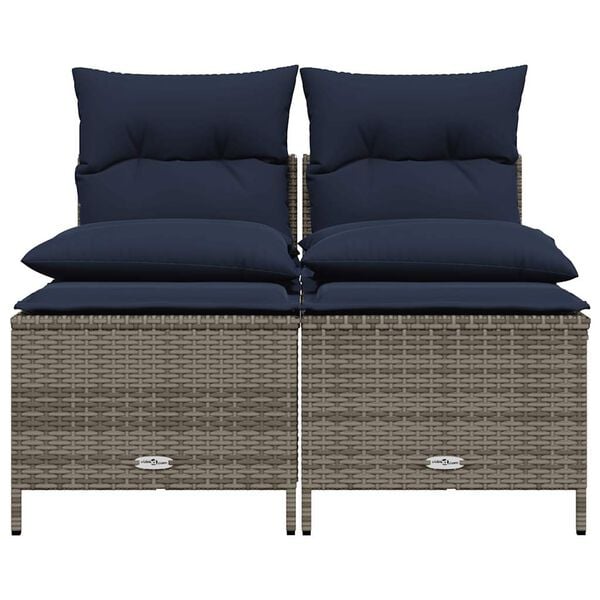 vidaXL 4-teiliges Gartensofa-Set mit Kissen, grau, Polyrattan
