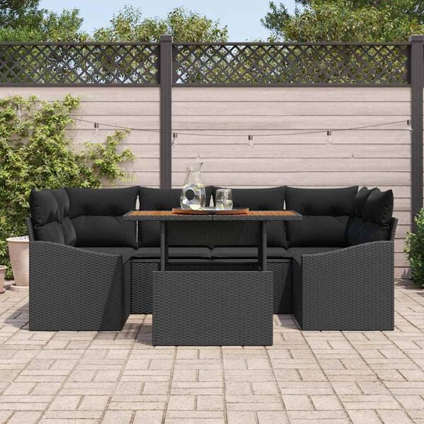 vidaXL Garten Essgruppe mit Kissen Schwarz und Braun 100 x 55 x 73 cm