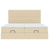 vidaXL Ottoman-Bett mit Matratzen Creme 180x200 cm Stoff