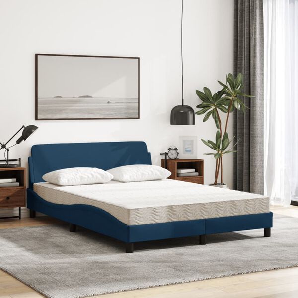 vidaXL Bett mit Matratze "Dover" Blau 120x200 cm Stoff