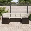 vidaXL Garten-Sofa-Set mit Kissen mit Speicher 6 pcs Braun Poly Rattan
