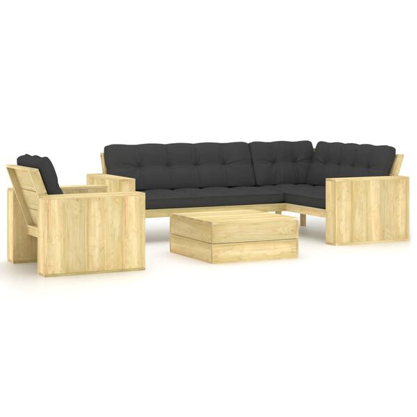 vidaXL 3-tlg. Garten-Lounge-Set mit Kissen Kiefernholz Impr&auml;gniert