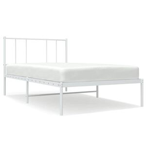 vidaXL Metallbett ohne Matratze mit Kopfteil Wei&szlig; 75x190 cm