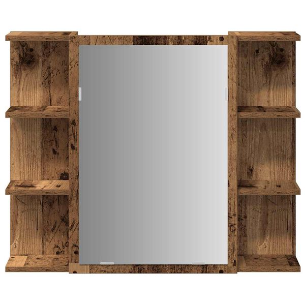 vidaXL Bad-Spiegelschrank Altholz-Optik 80x20,5x64 cm Holzwerkstoff