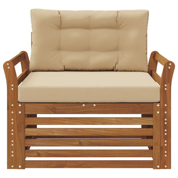 vidaXL Outdoor-Sofagarnitur Massives Akazienholz und Polyester Natur