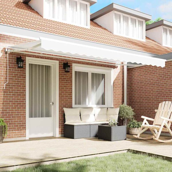 vidaXL Einziehbare Markise Wei&szlig; 400 x 200 cm Polyester und Metall