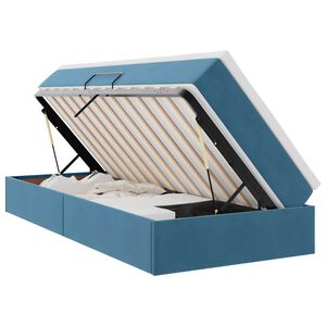 vidaXL Aufbewahrungsbett mit Matratze Dunkelblau 90 x 200 cm Samt