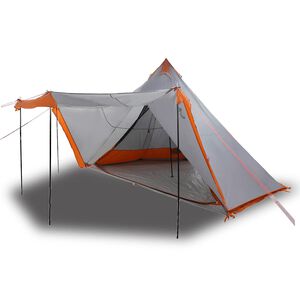 vidaXL Tipi-Familienzelt 8 Personen Grau und Orange Wasserdicht