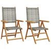 vidaXL Klappst&uuml;hle, 2 St&uuml;ck, grau, Massivholz Akazie und Polyrattan